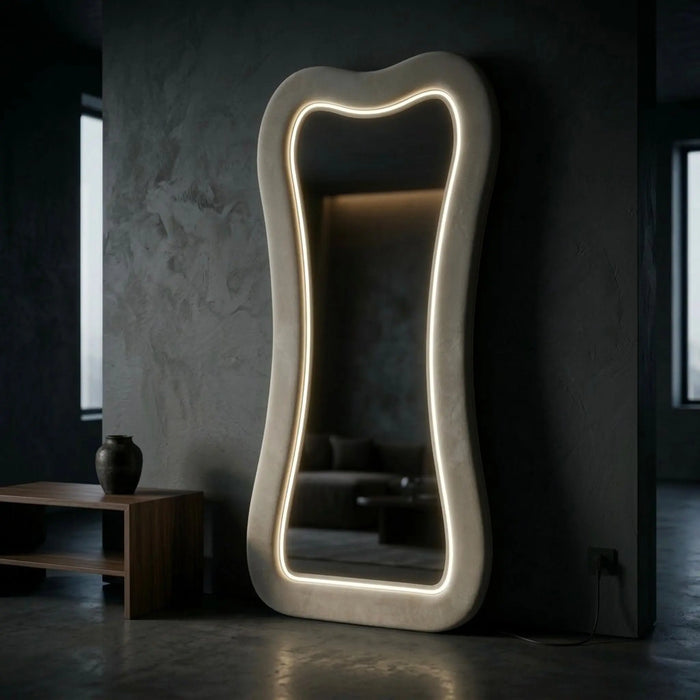 Auss Velvet LED Organic Floor Mirror — Sculptural Full-Length Mirror 180 × 80 cm
