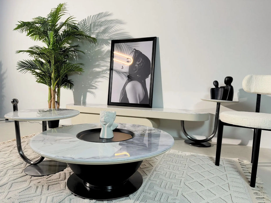 Belato Table Set – TV Table & Coffee Table with Modern Marble Finish