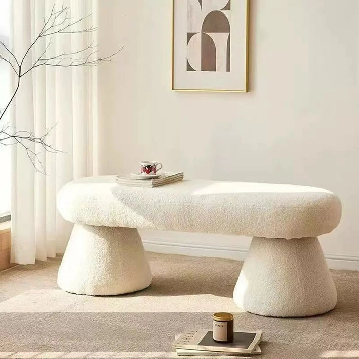 CloudCurve Bouclé Lounge Bench – 100cm Modern Minimalist Stool