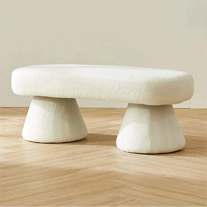 CloudCurve Bouclé Lounge Bench – 100cm Modern Minimalist Stool
