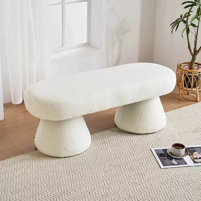 CloudCurve Bouclé Lounge Bench – 100cm Modern Minimalist Stool