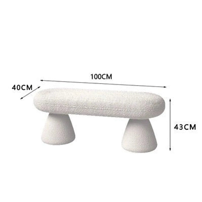 CloudCurve Bouclé Lounge Bench – 100cm Modern Minimalist Stool