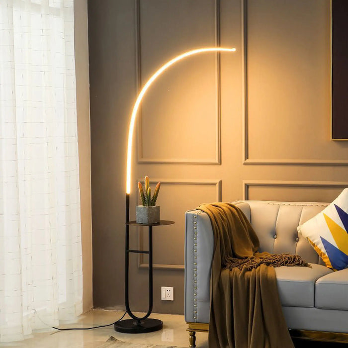 Curve marble table floor lamp