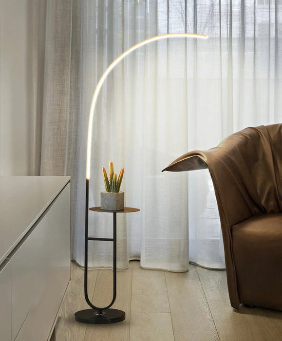 Curve marble table floor lamp