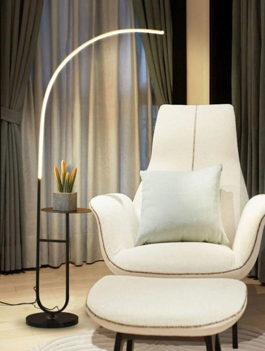 Curve marble table floor lamp