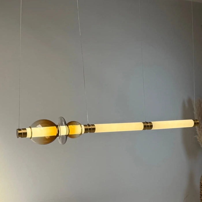 Gradient Cognac Glass Pendant Light – Modern Copper LED Chandelier