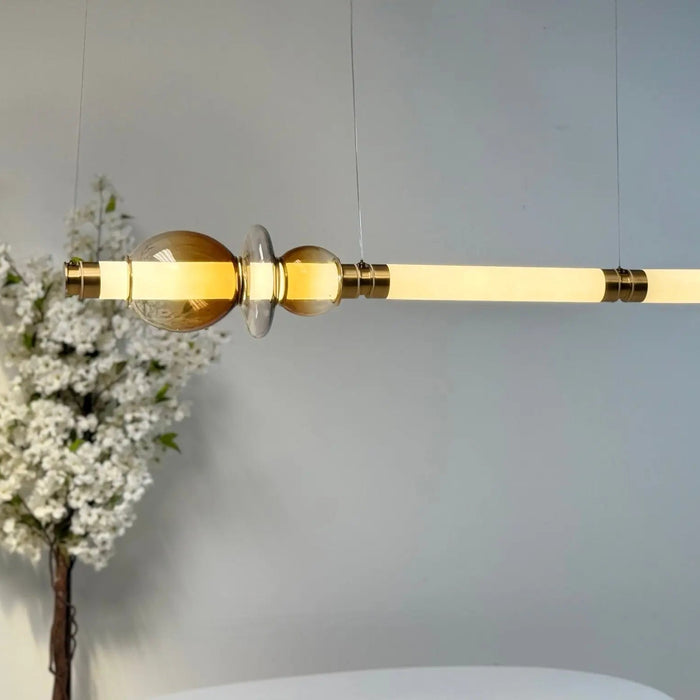 Gradient Cognac Glass Pendant Light – Modern Copper LED Chandelier