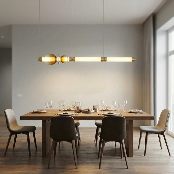 Gradient Cognac Glass Pendant Light – Modern Copper LED Chandelier