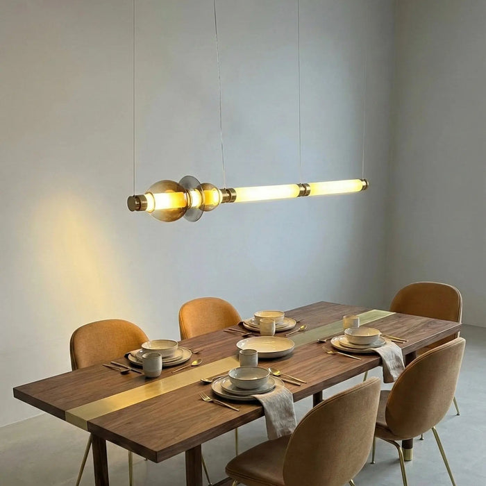 Gradient Cognac Glass Pendant Light – Modern Copper LED Chandelier