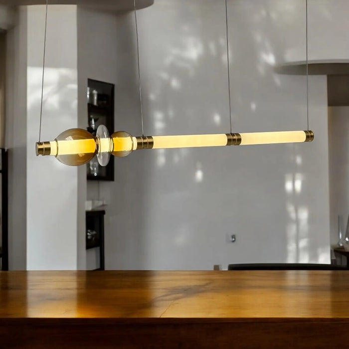 Gradient Cognac Glass Pendant Light – Modern Copper LED Chandelier