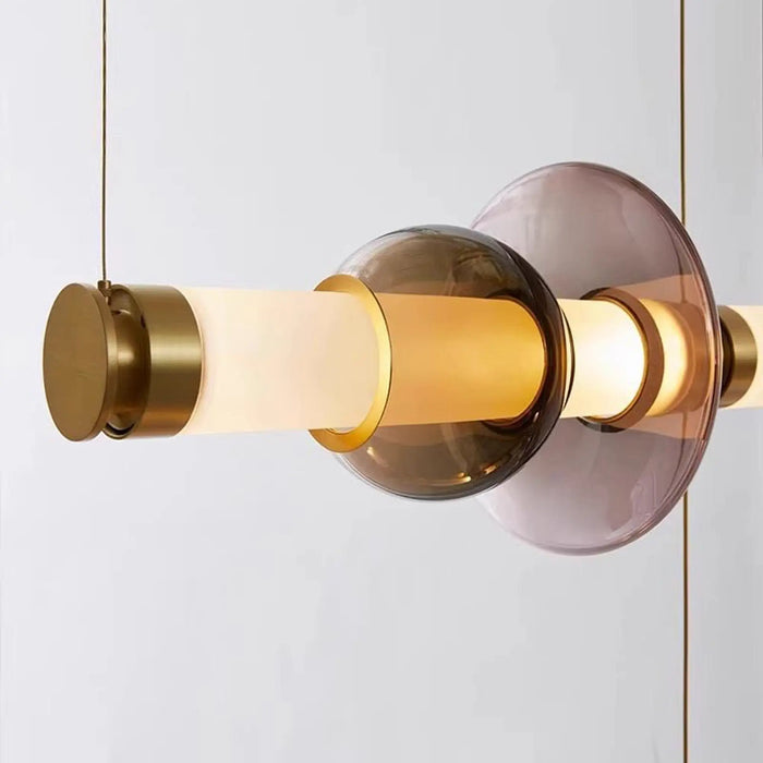 Gradient Cognac Glass Pendant Light – Modern Copper LED Chandelier