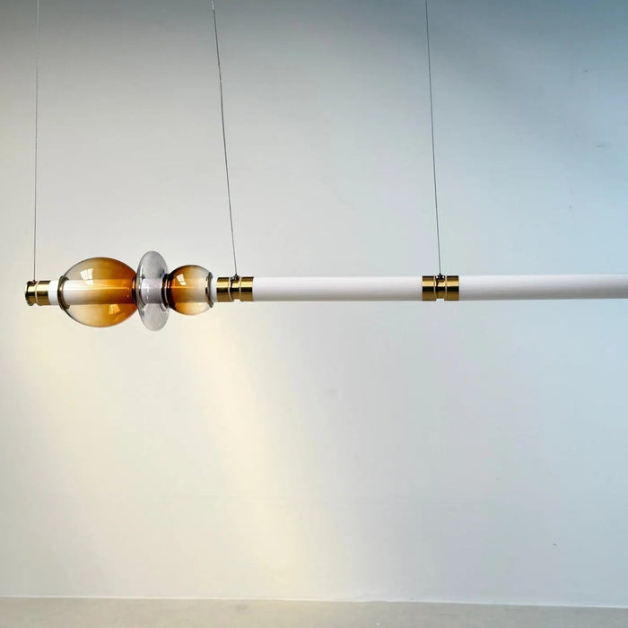Gradient Cognac Glass Pendant Light – Modern Copper LED Chandelier