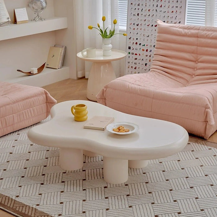 Irregular shape Curved cloud shape coffee table white