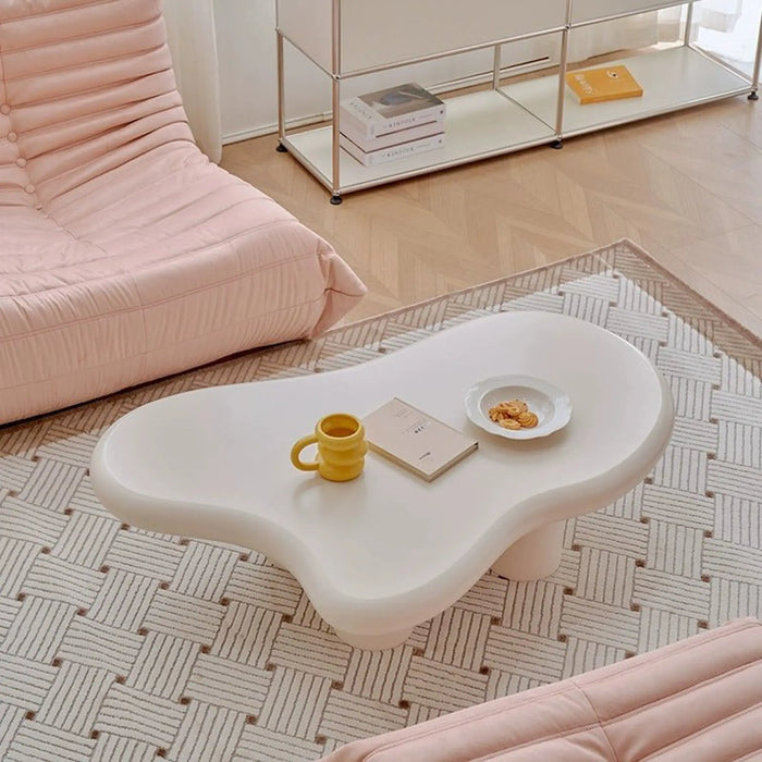 Irregular shape Curved cloud shape coffee table white