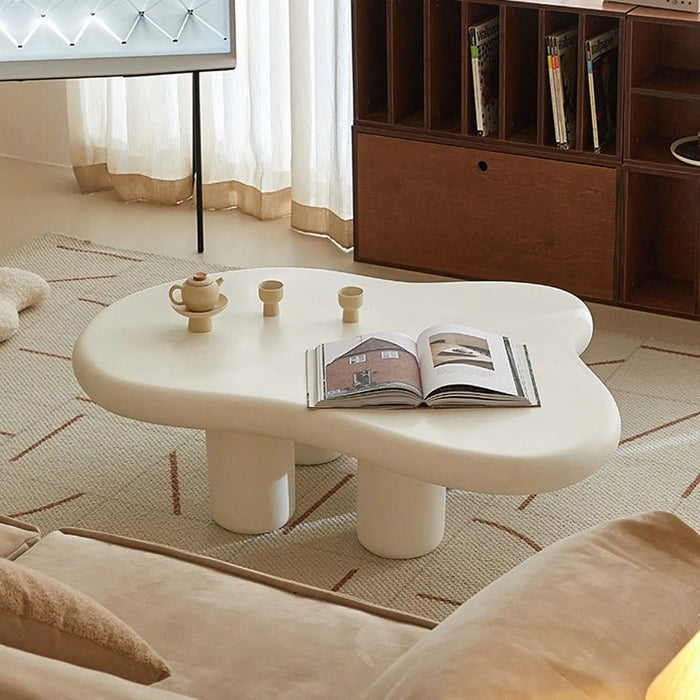 Irregular shape Curved cloud shape coffee table white