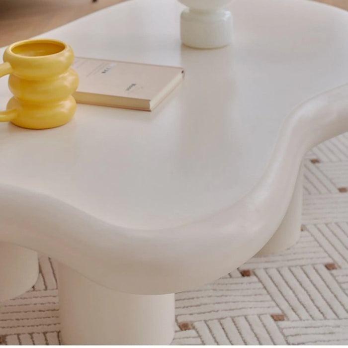 Irregular shape Curved cloud shape coffee table white