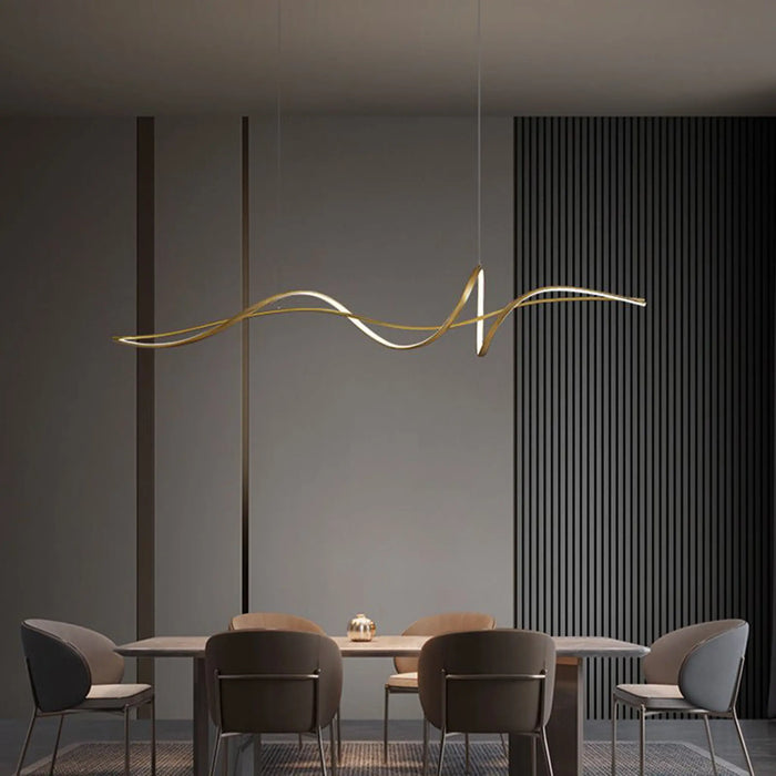 Line Art wavy pendant gold light
