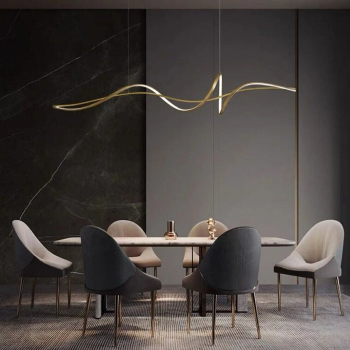 Line Art wavy pendant gold light