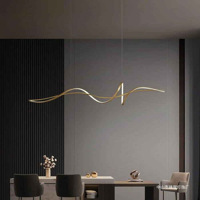 Line Art wavy pendant gold light