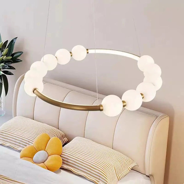 Luna Orbit Glass Chandelier – Modern Gold Ring Pendant