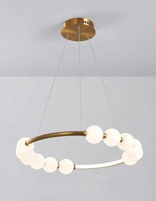 Luna Orbit Glass Chandelier – Modern Gold Ring Pendant