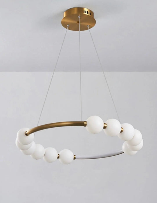Luna Orbit Glass Chandelier – Modern Gold Ring Pendant