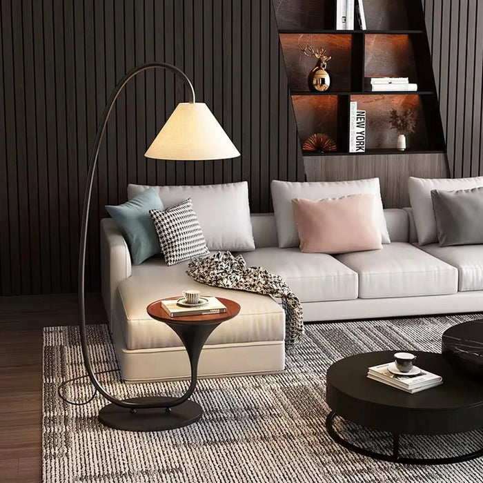 Modern Arched Floor Lamp with Integrated Table – 175cm Height