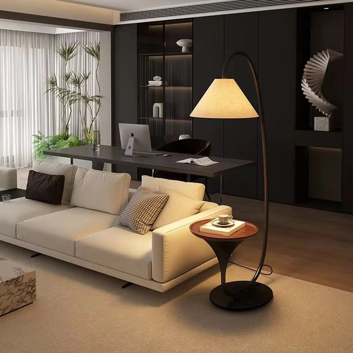 Modern Arched Floor Lamp with Integrated Table – 175cm Height