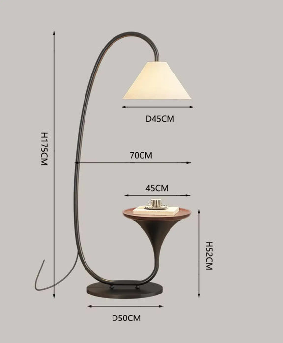 Modern Arched Floor Lamp with Integrated Table – 175cm Height