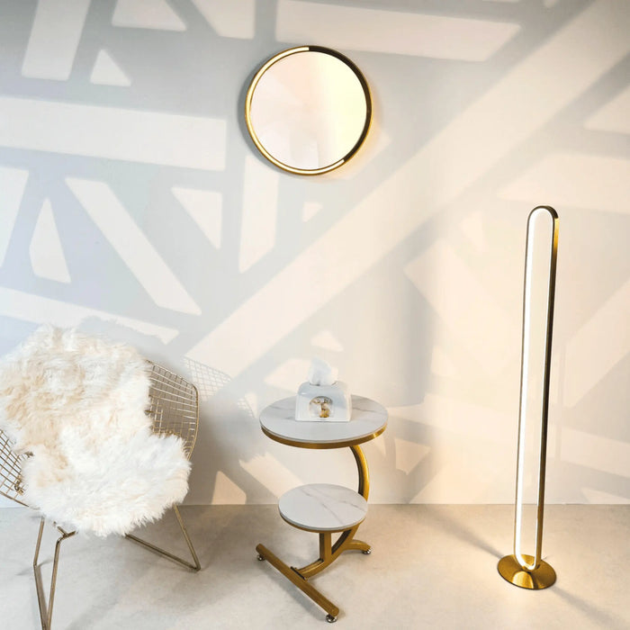 Modern Gold Side Table with Dual Topped Shelves