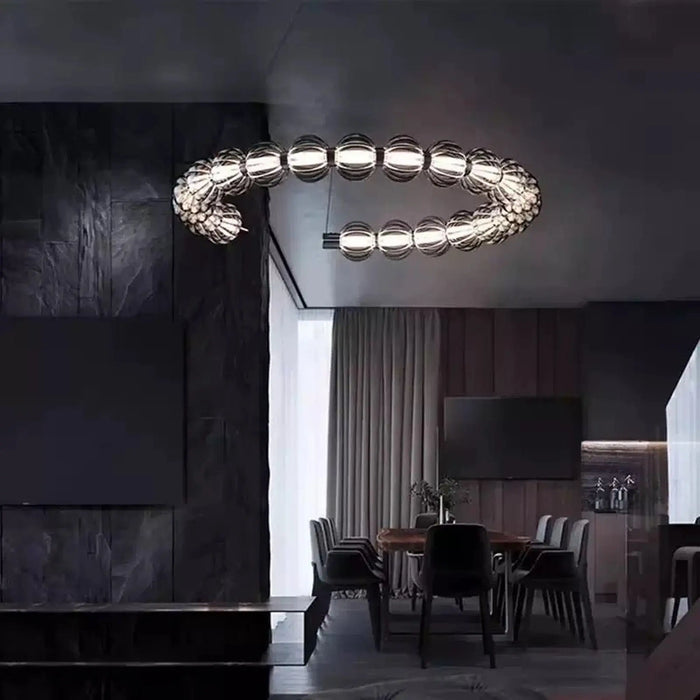 Modern LED Ring Chandelier with Spheres
