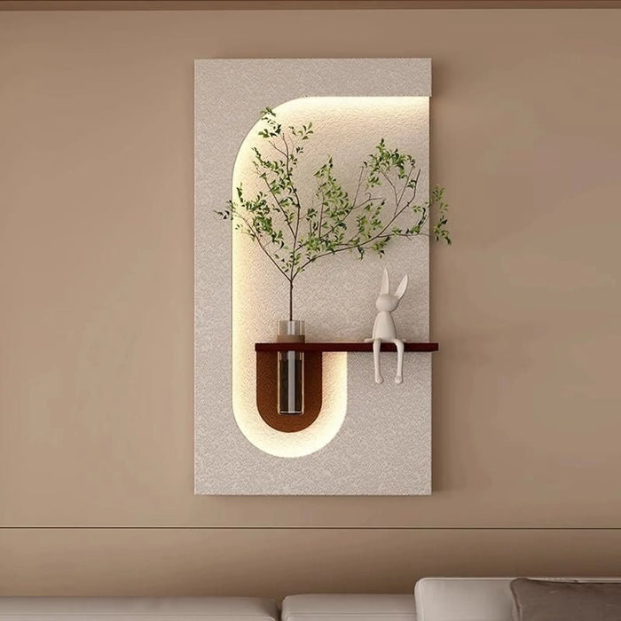 Modern LED Sandstone Wall Art with Glass Vase – 120×60 CM