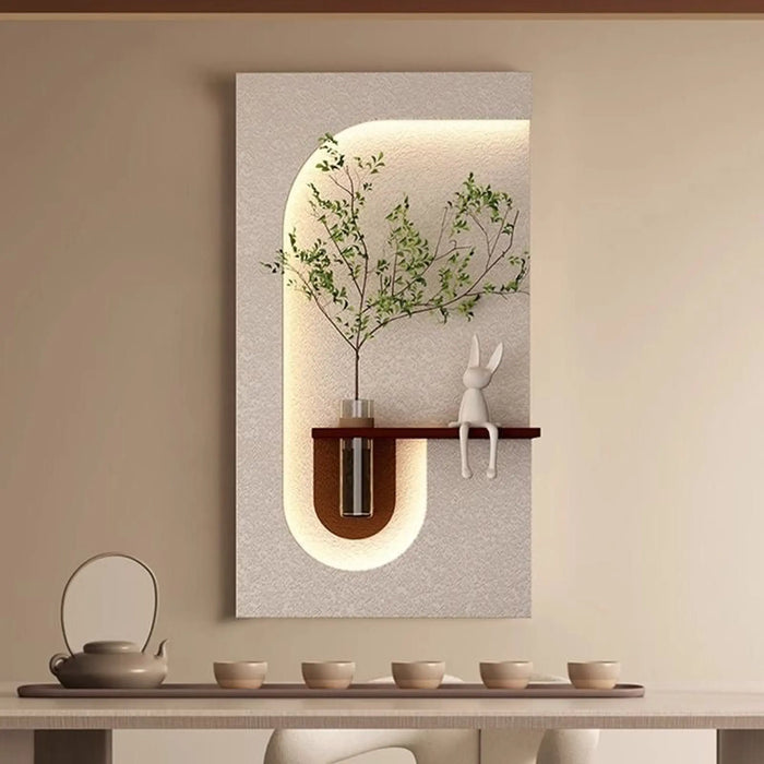 Modern LED Sandstone Wall Art with Glass Vase – 120×60 CM