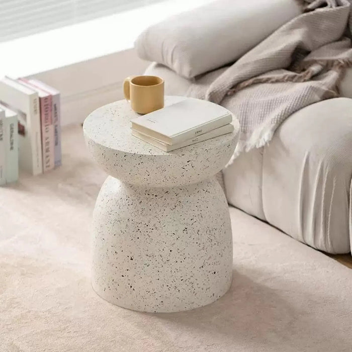 Modern Minimalist Terrazzo finish Side Table – Cream White