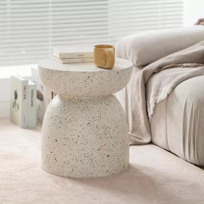 Modern Minimalist Terrazzo finish Side Table – Cream White