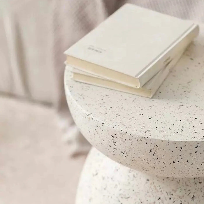 Modern Minimalist Terrazzo finish Side Table – Cream White