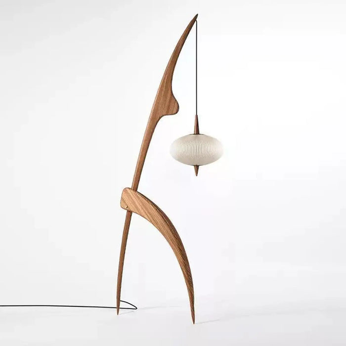 Nordic Sculptural Wood Floor Lamp