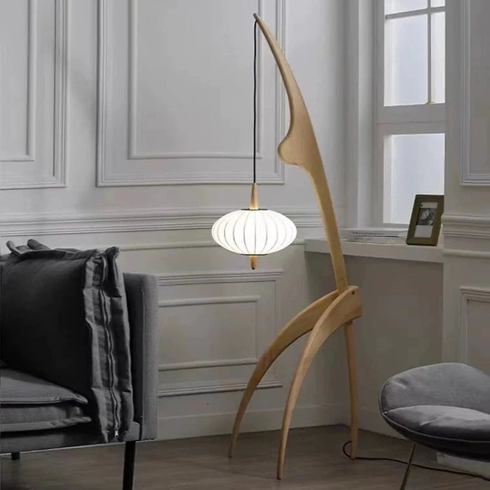 Nordic Sculptural Wood Floor Lamp