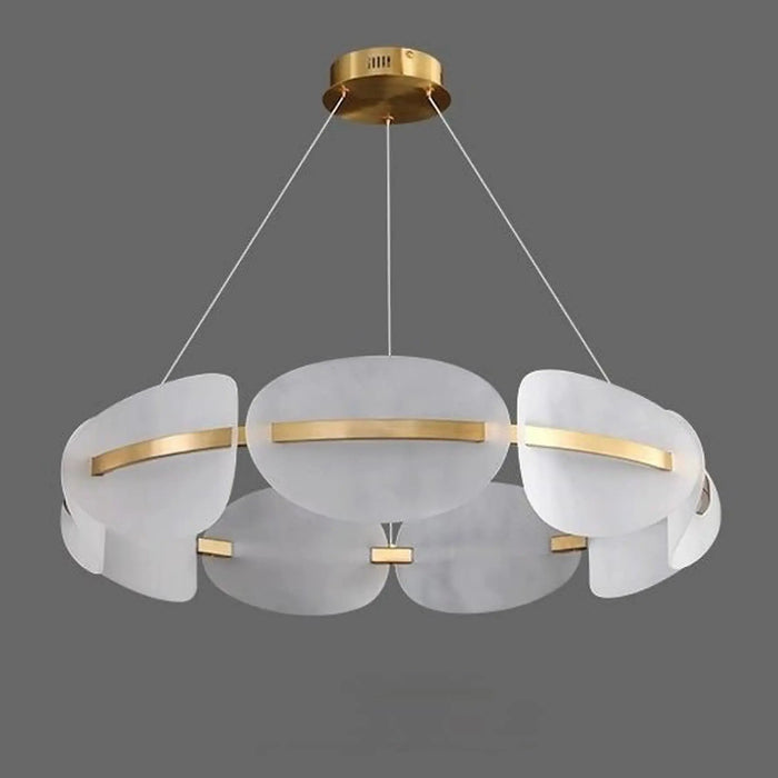 Petal Glow Modern Chandelier – Gold Frame with Frosted Acrylic Petal Shades