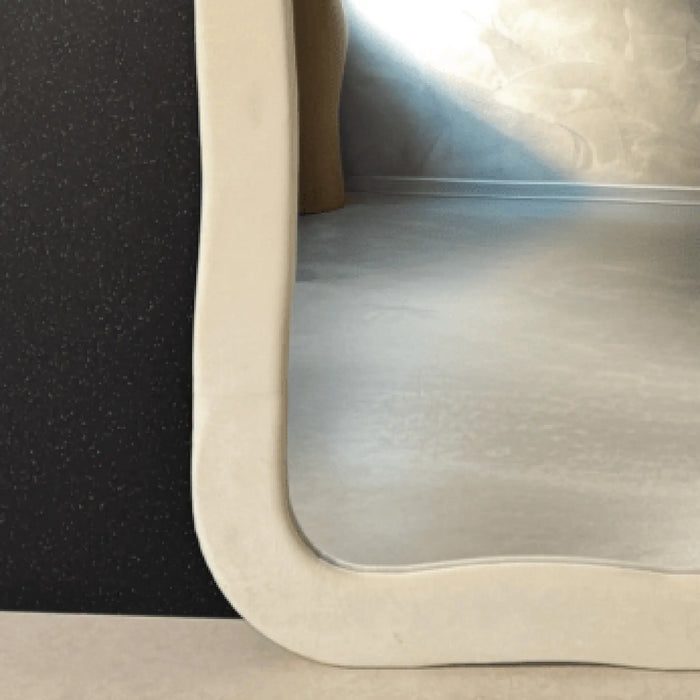 Plush Full-Length Mirror with Curved Velvet Frame