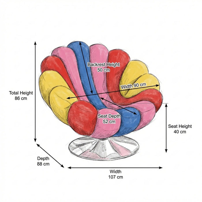 Prisma Swivel Accent Chair — Multicolor Sculptural Lounge Seat