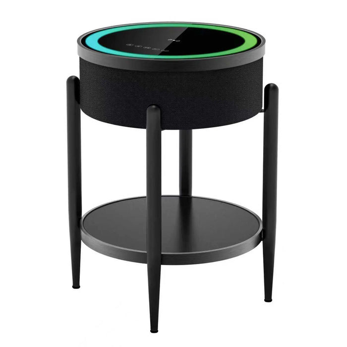 Smart Round Side Table with Bluetooth Speaker, Wireless Charging & RGB LED (QMS-7)