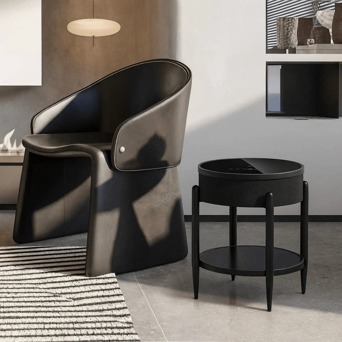 Smart Round Side Table with Bluetooth Speaker, Wireless Charging & RGB LED (QMS-7)