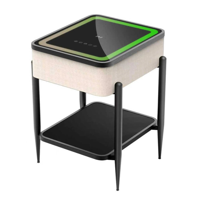 Smart Side Table with Bluetooth Speaker, Wireless Charging & RGB LED Light