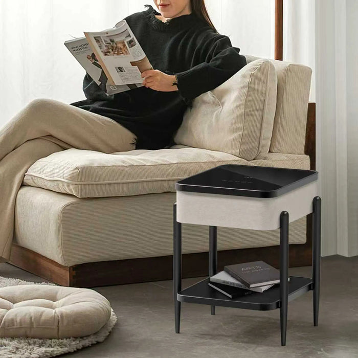 Smart Side Table with Bluetooth Speaker, Wireless Charging & RGB LED Light
