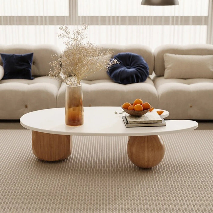 Solid Wood Oval Coffee Table