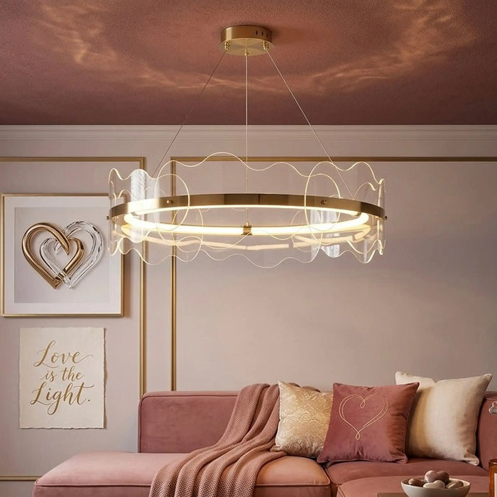 Wave Ring LED Chandelier – Modern Iron & Acrylic Design with Remote Control
