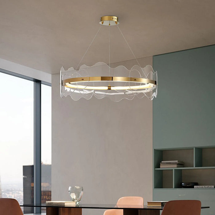 Wave Ring LED Chandelier – Modern Iron & Acrylic Design with Remote Control