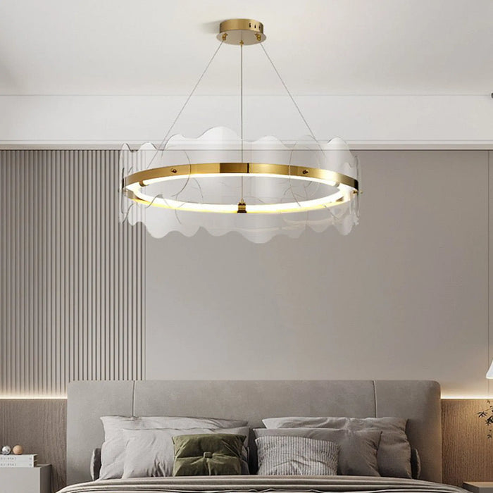 Wave Ring LED Chandelier – Modern Iron & Acrylic Design with Remote Control