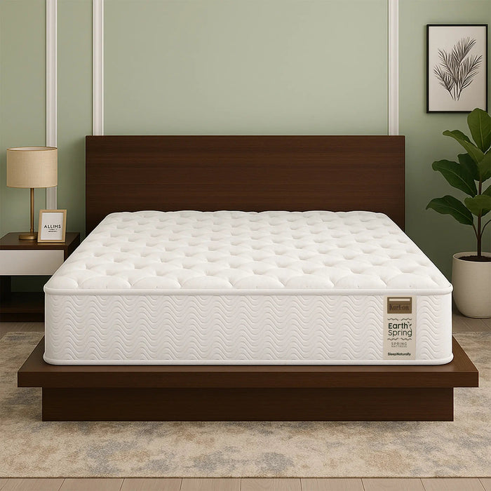 Kurlon Earth Spring |Pocket Spring Mattress with Natural Latex and Wool Padding| 3 Zone Spinal Support |Hypoallergenic Comfort |Motion Isolation Sheela Foam